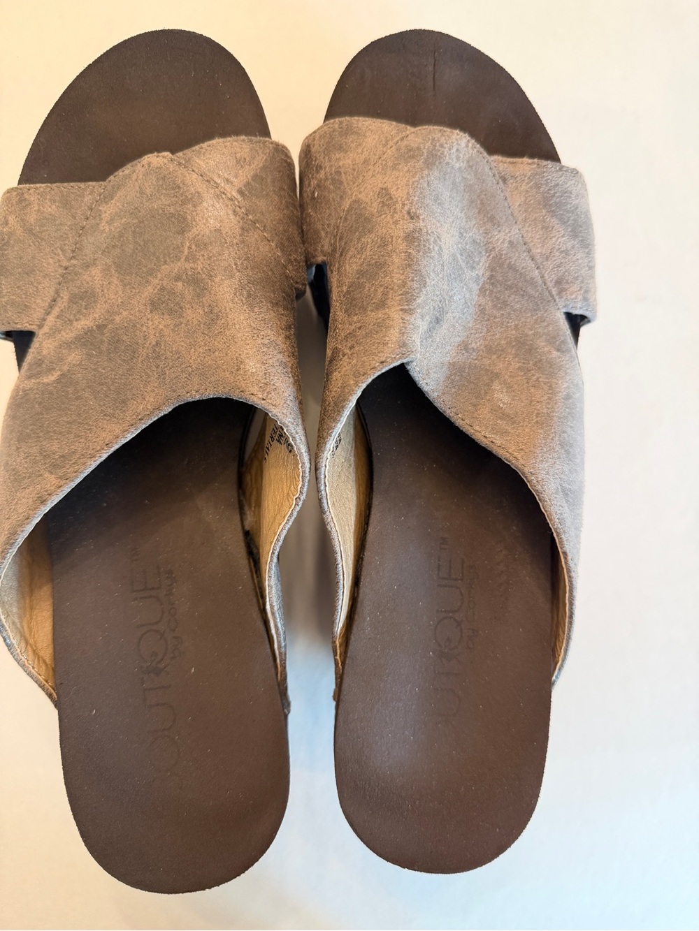 Taupe Suede Slide Sandals size 9